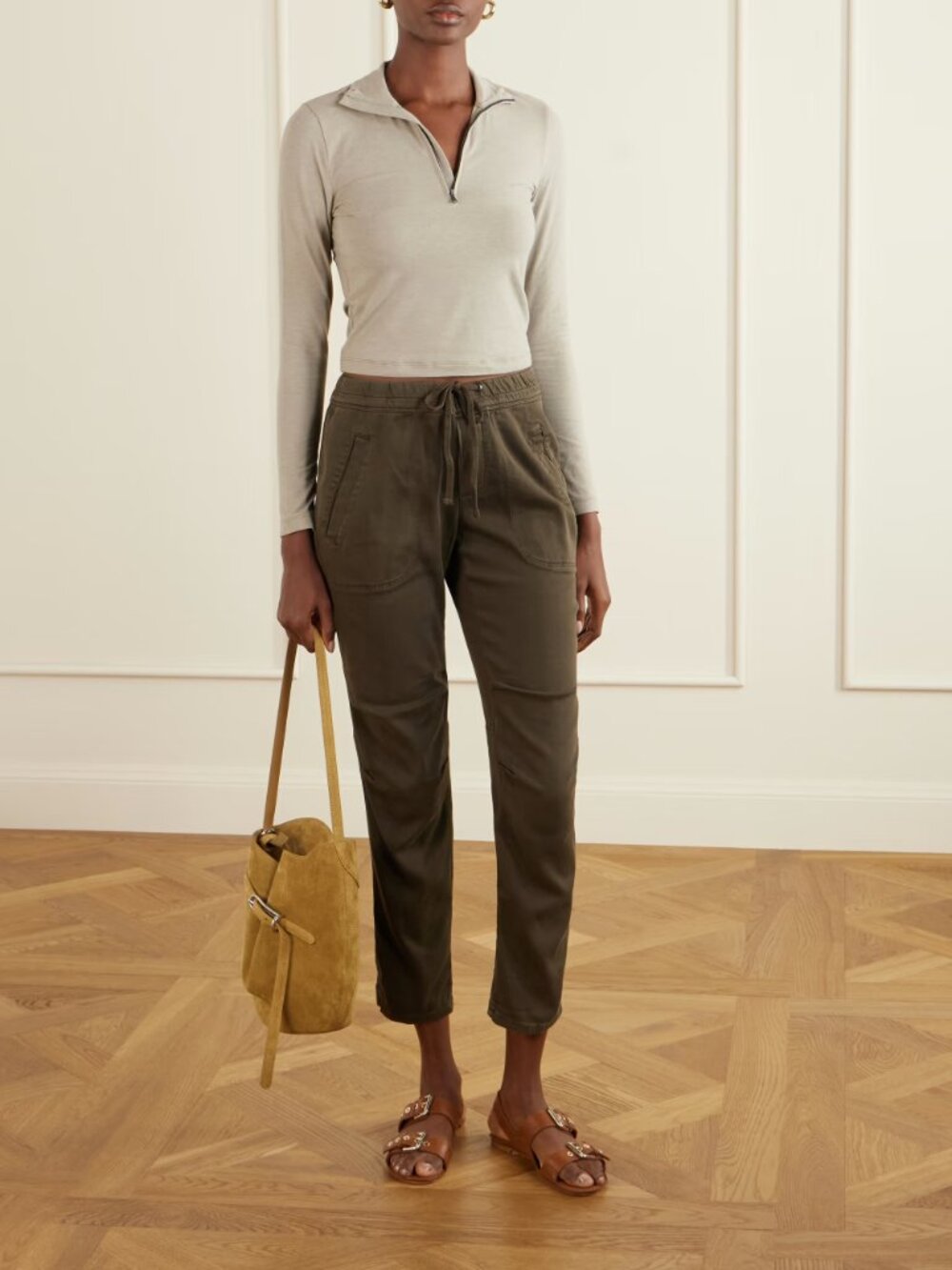 JAMES PERSE Cotton-blend twill track pants, Size: 1